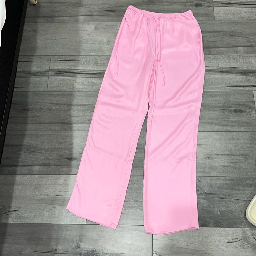 Zara pink long tie front pants